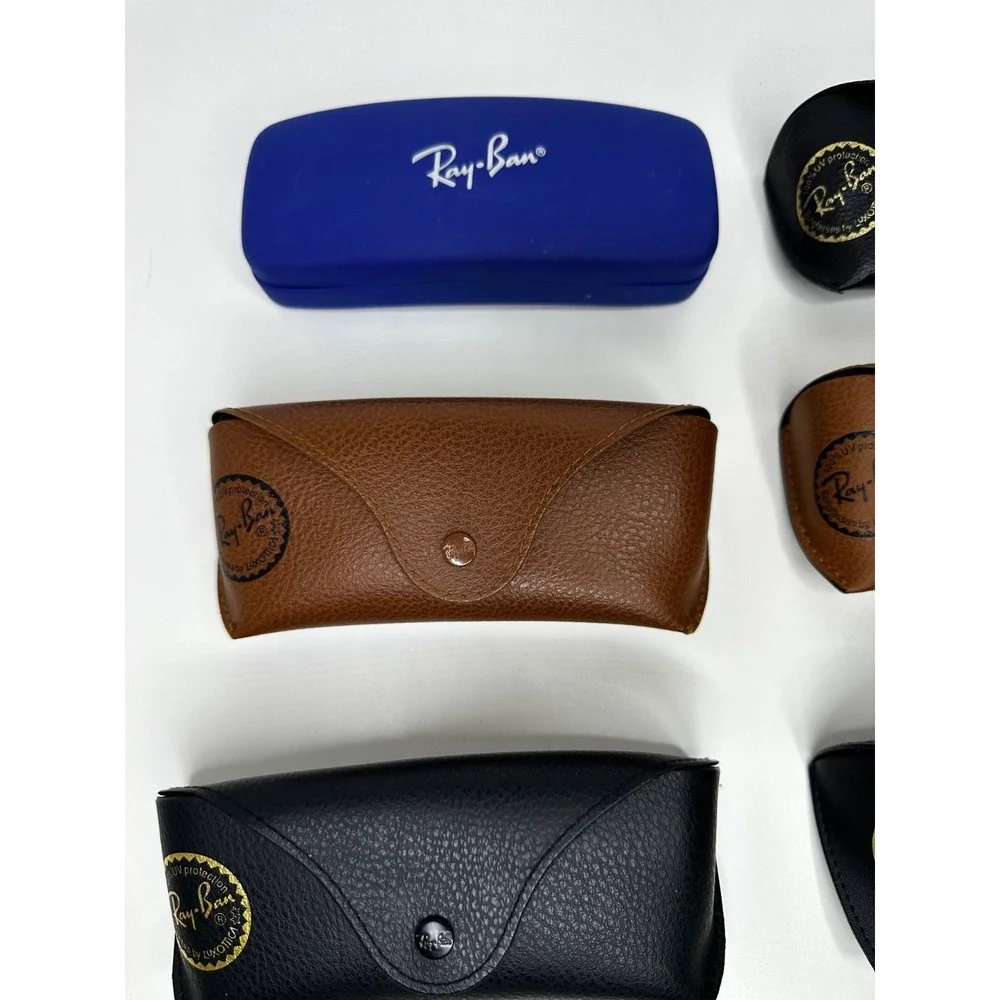 Ray Ban Sunglass Case Lot 6 Brown Black Belt Loop Polishing  Faux Leather